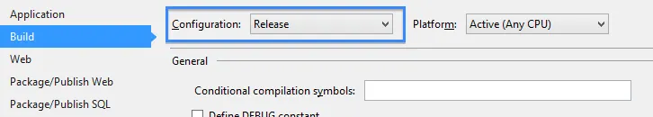 Select the relevant build configuration